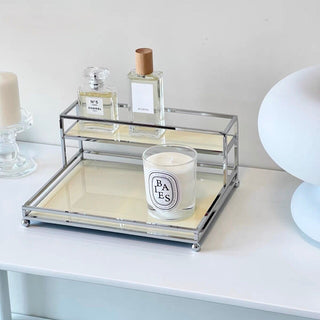 Silver Frame Wide Two-Tier Storage Rack