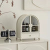 Door-equipped arched cosmetic storage display rack white cabinet