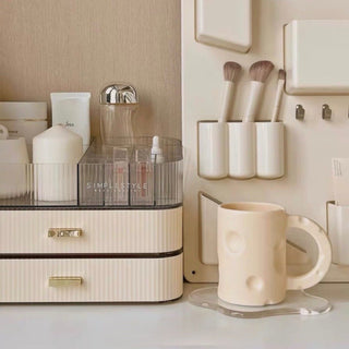 Two-tier drawer & open cosmetic storage unitin  .