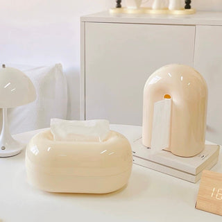 Round Silhouette Cream Color Tissue Case  Tissue Box