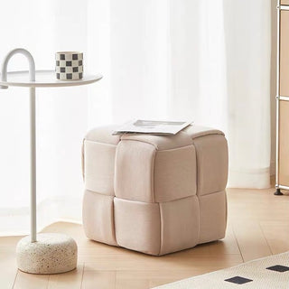 Cube-shaped woven stoolin  ottoman 38cm high