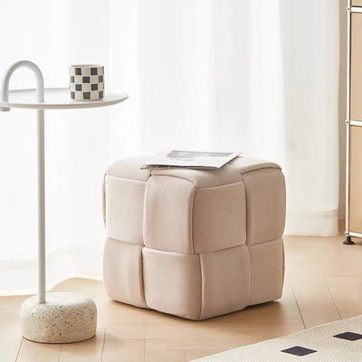 Cube-shaped woven stoolin  ottoman 38cm high
