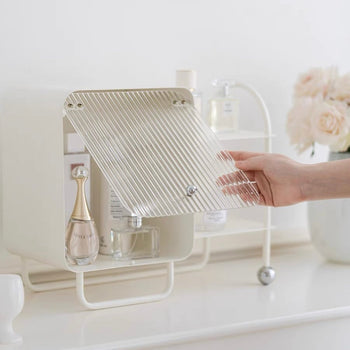 Slide-lid double-layer cosmetic and perfume storage rack