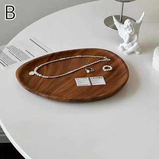 Natural Wood Curved Tray   Small Item Storage Accessory Tray  Brown