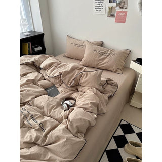 Plain Piping Lettering Duvet Cover Set