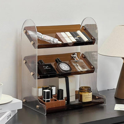 Acrylic Clear Slanted Three-Tier Cosmetic Storage Rack Perfume Storage
