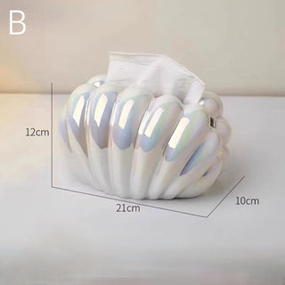 Shell motif ceramic tissue case