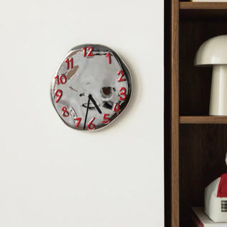 Silver Ceramic 3D Dial Round Clock  Wall Clock