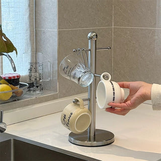 Stainless Steel Silver Cup Stand Rack Storage Mug Tree