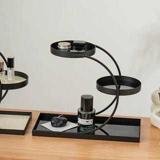 Black Frame Curved Storage Three-Tier Tray Rack
