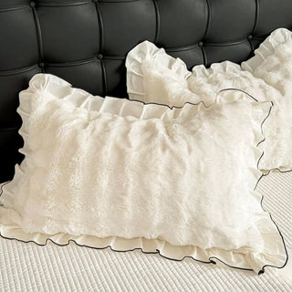 White Frill Fluffy Soft Pillowcase  48 x 74cm Faux Fur