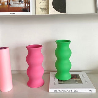 Wavy Matte Color Ceramic Flower Vase