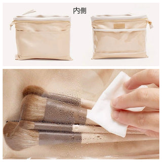 Large Capacity Makeup & Cosmetics Storage Self-Standing Pouch L White