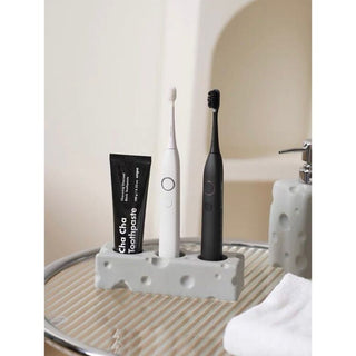 Cheese motif ceramic toothbrush stand