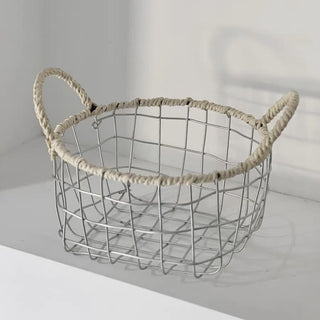 Handled Iron Mini Basket Storage Basket