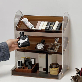 Acrylic Clear Slanted Three-Tier Cosmetic Storage Rack Perfume Storage