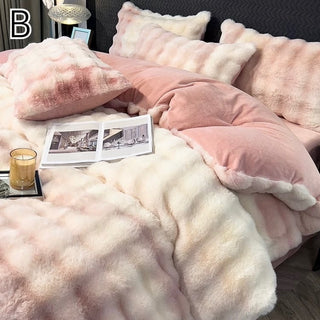 Gradient Fluffy Soft Duvet Cover Set  Bed Cover Bedding Cover