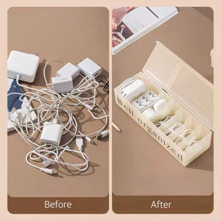 Cable storage case with lid cable box charger