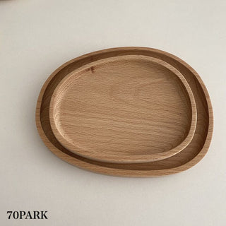 Oval-shaped wooden tray set of 2 bean plate