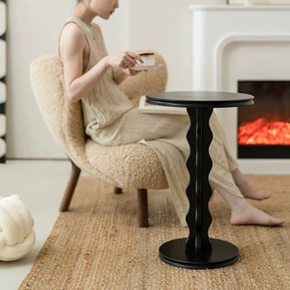 Black Wave Leg Round Compact Side Table