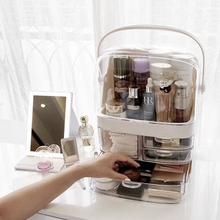 White Portable Cosmetic Box Makeup Storage