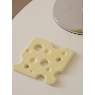 Cheese motif ceramic square coaster