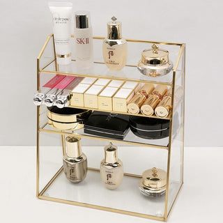 Gold Frame Clear Vertical Cosmetic Storage Rack