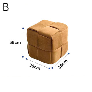 Cube-shaped woven stoolin  ottoman 38cm high