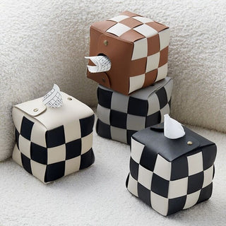 Checkerboard Pattern Braided Cube Tissue Case