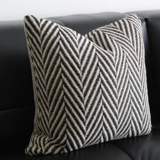 Black Herringbone Pattern Cushion Cover 45x45 Monotone
