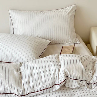 Red Piping Stripe Duvet Cover Set Bed Cover