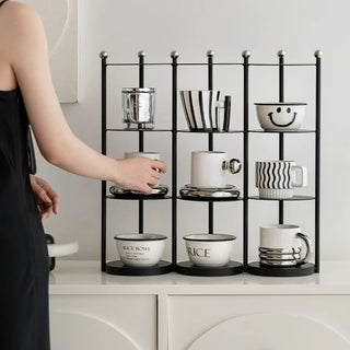 Iron Frame Tier Storage Display Rack  with Cup Holder