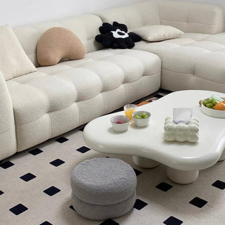 Boucle Round Two-Tier Stool Ottoman Height 22cm