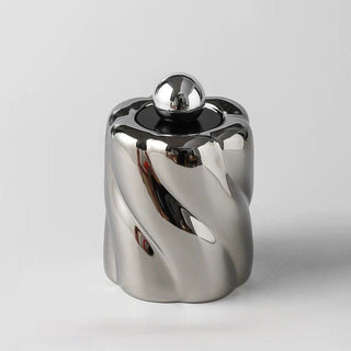 Ball-shaped Ceramic Twist Brush Stand with Lidin  Small Item Storage Box