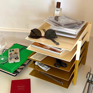 Three-tier stacking A4 file tray document storage