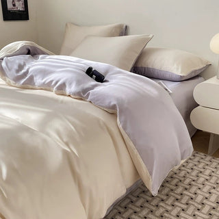 Two-tone satin plain duvet cover set bed cover