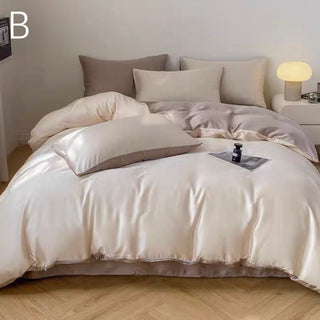 Two-tone satin plain duvet cover set bed cover