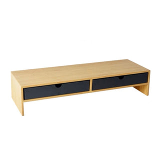 Bamboo Drawer Monitor Stand Storage Rack