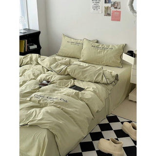 Plain Piping Lettering Duvet Cover Set