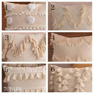 Tassel-attached Bohemian Style Cushion Cover  6 Types