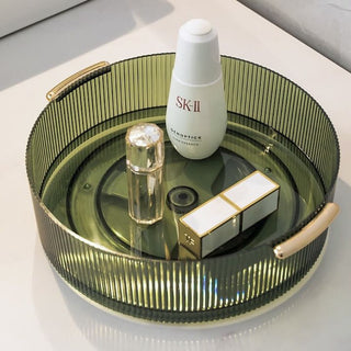 Striped Pattern 360 Degree Rotating Cosmetic Storage Tray