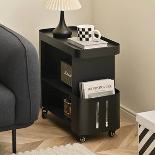Caster-equipped cabinet side tablein  wagon