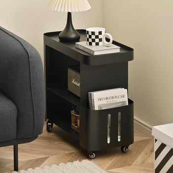 Caster-equipped cabinet side tablein  wagon