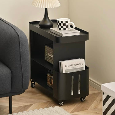 Caster-equipped cabinet side tablein  wagon