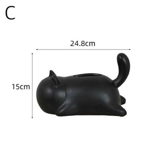 Lying Down Cat Ceramic Tissue Case  Cat Tissue Box