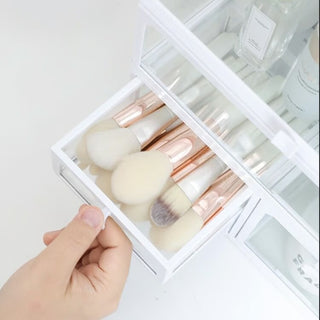 piece set Clear White Cosmetic Storage Box