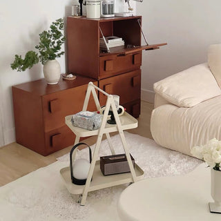 Caster-equipped Triangle Side Table