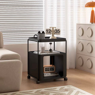 Square storage wagon with castersin  side table