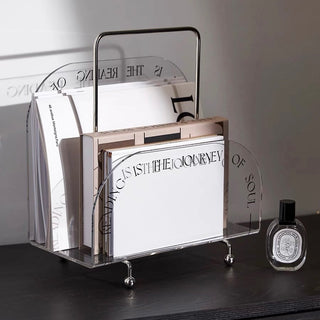 Portable Clear Acrylic Magazine Rack Storage
