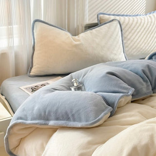 Velvet Two-Tone Solid Color Winter Duvet Cover Set 2 Sizes